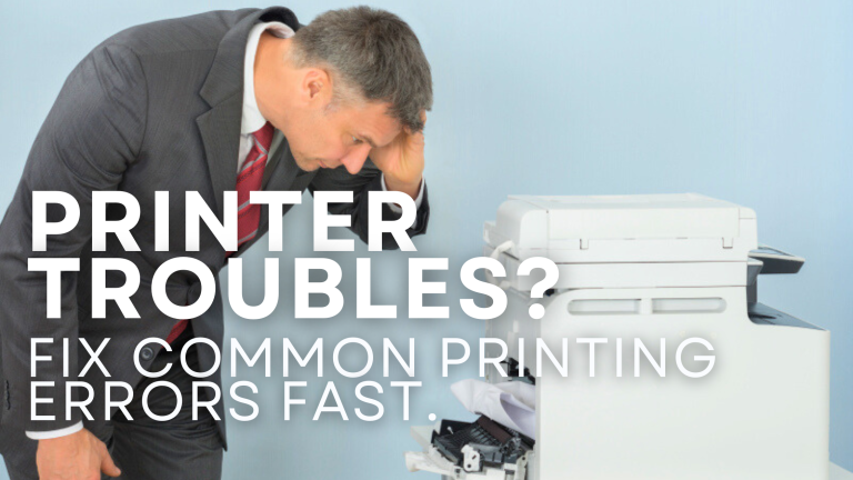 man looking at his copier thinking what is wrong with the printer