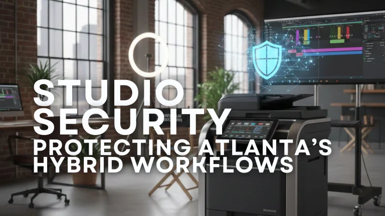 A high-security office copier in an Atlanta film production studio with cloud integration for hybrid work.