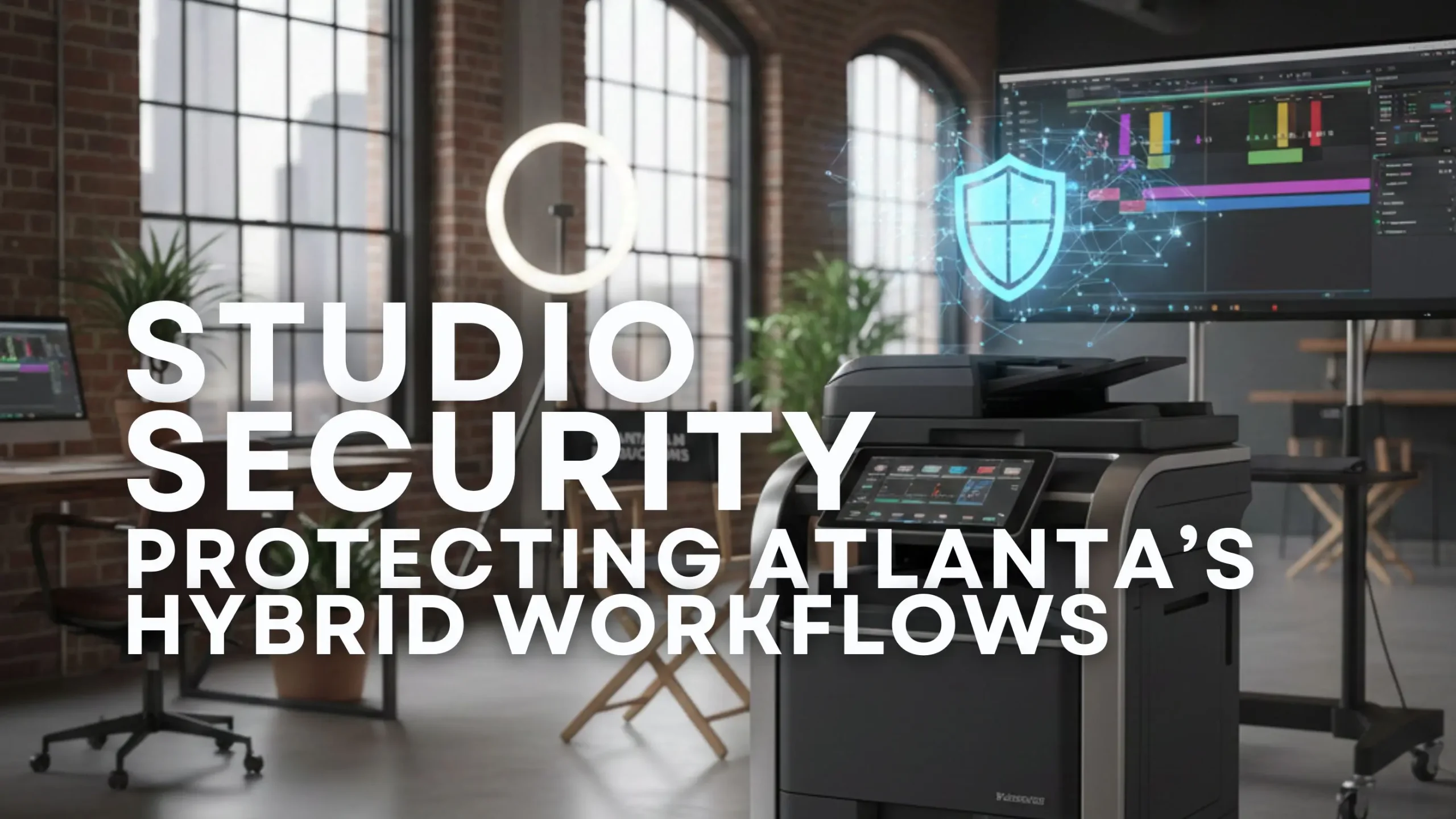 A high-security office copier in an Atlanta film production studio with cloud integration for hybrid work.